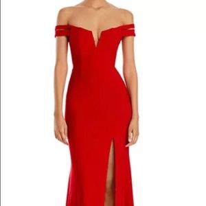 AQUA Off the Shoulder Gown